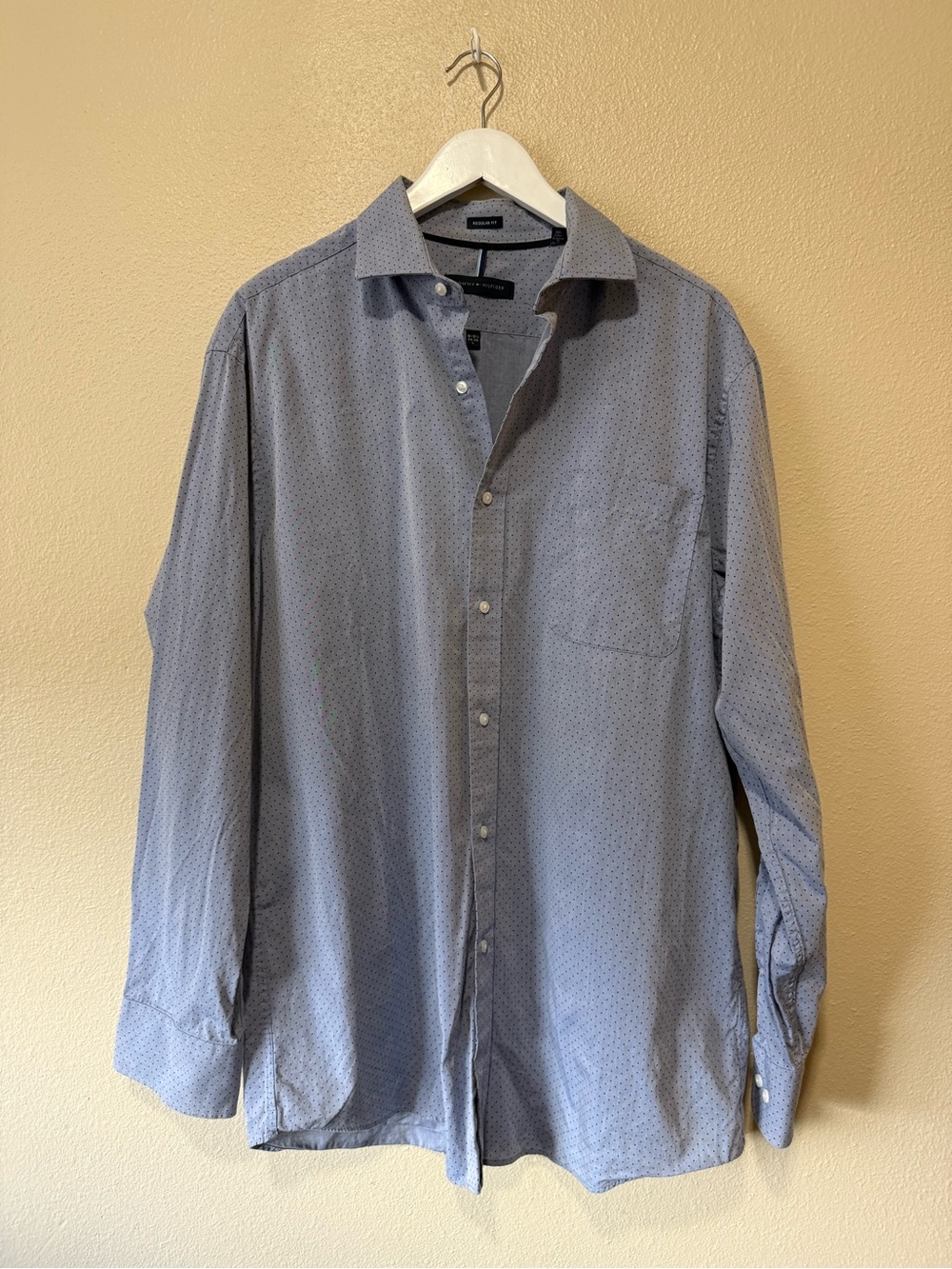 Tommy Hilfiger Light Blue Micro-Pattern Dress Shirt